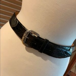 Harold’s heart black leather belt